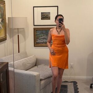 STAUD Vibrant Orange Mini Dress